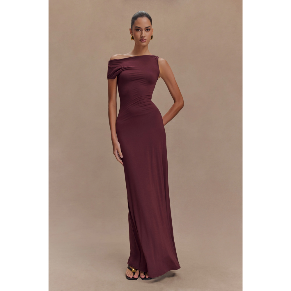 Meshki Tamsin Short Sleeve Modal Maxi Dress in Brown
